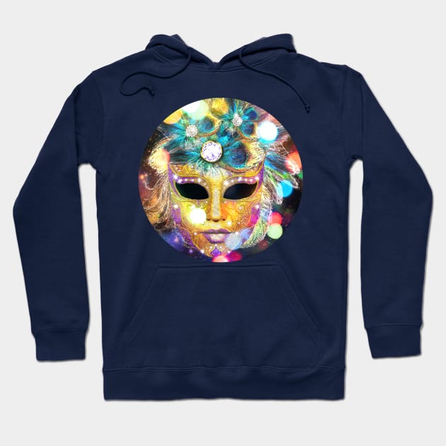 Golden Carnival Mask with peacock feathers Hoodie by AnnArtshock